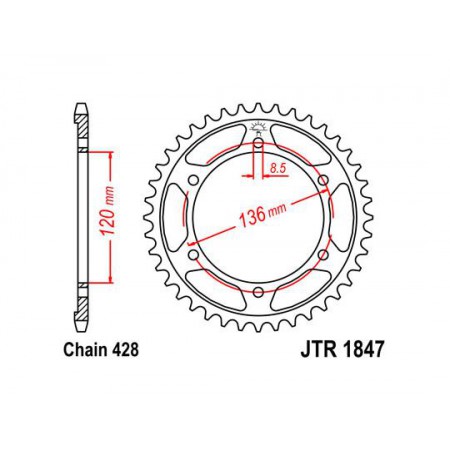 Звезда задняя JTR-1847.55 428