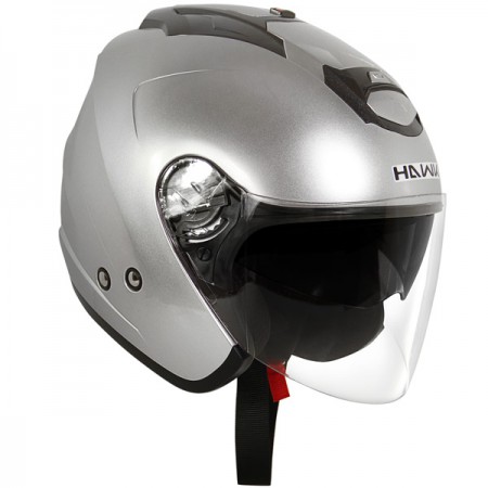 Шлем Опенфэйс Hawk AP-700-SILVER визор+выдвижные затемнённые очки.