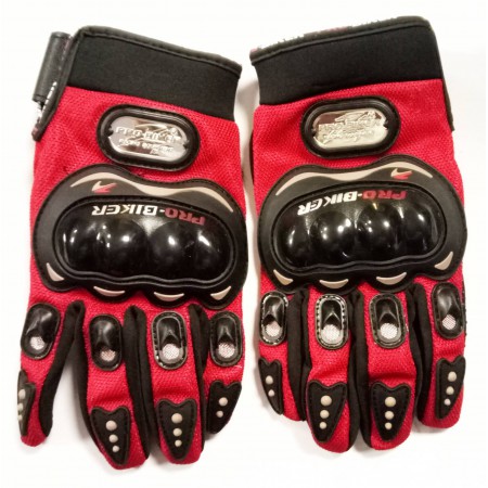 мотоперчатки с защитой текстильные, сетчатая ткань PRO-BIKER MCS-01B, красные