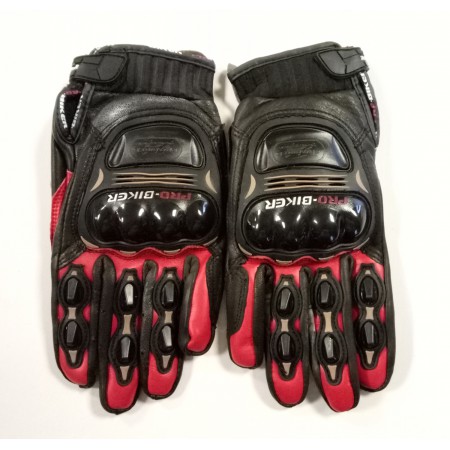 Мотоперчатки с защитой текстиль, кожаные вставки "PRO-BIKER" MCS-05, красные
