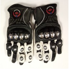 Мотоперчатки с защитой, текстиль, металлические вставки, кожа "PRO-BIKER" MCS-28, черно-белые