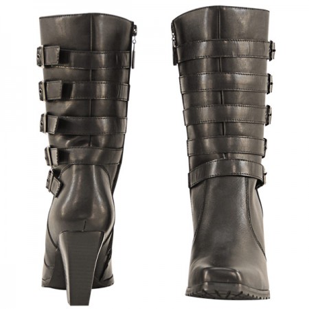 Мотоботы женские 5-Buckles Leather XELEMENT кожаные, черные